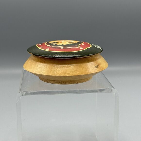 Vtg Romanian Rd Wood Trinket Box Young Girl Folk Art Handpainted Travel Souvenir - Picture 6 of 8